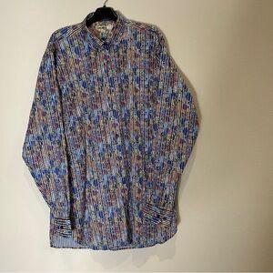VISCONTI BLACK LONG SLEEVE DRESS SHIRT MEN'S MULTI COLOR SIZE XL